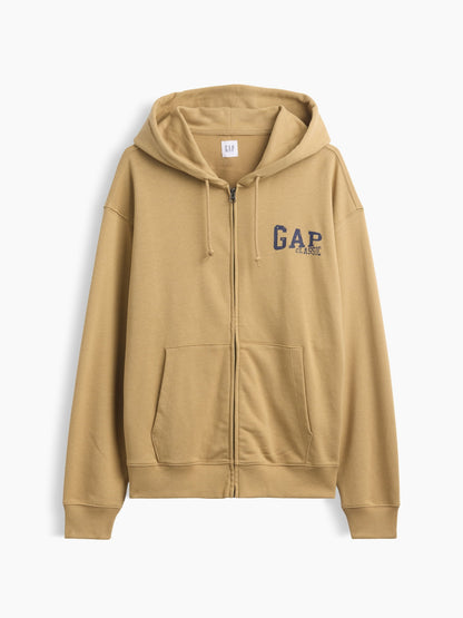 Açık Kahverengi Relaxed Gap Logo Fransız Havlu Kumaş Fermuarlı Sweatshirt