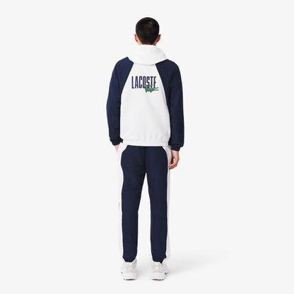 Lacoste Erkek Regular Fit Kapüşonlu Renk Bloklu Beyaz Eşofman Takımı