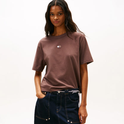 Tommy Hilfiger Bxy Badge Kadın Kahverengi T-shirt