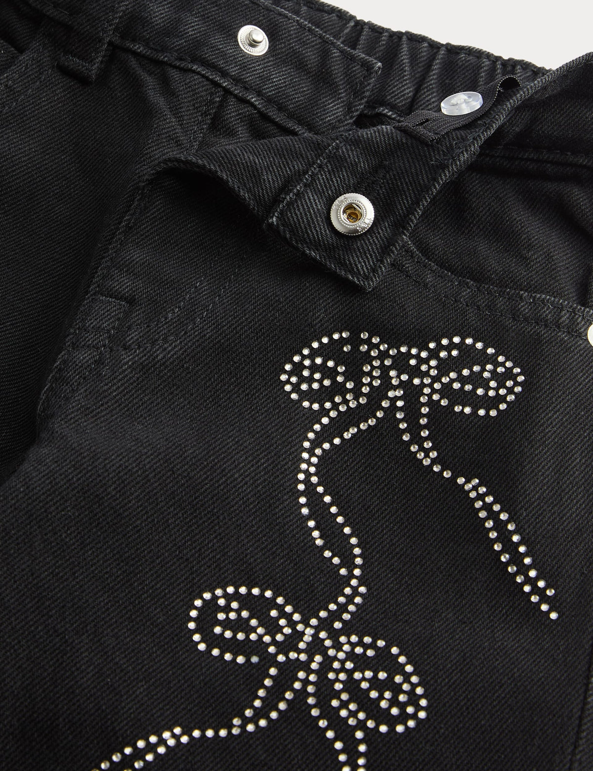 Pamuklu Denim Fiyonk Taş Detaylı Jean (2-8 Yaş)