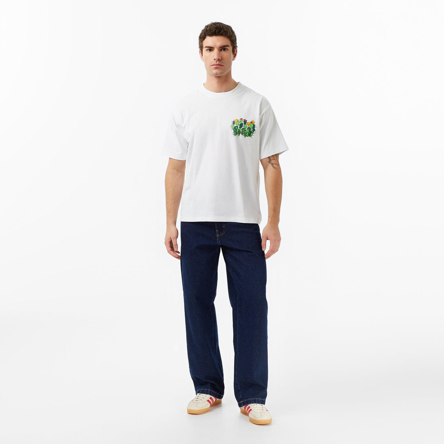 The Market 'smiley Cactus Cropped' Erkek Beyaz T-shirt