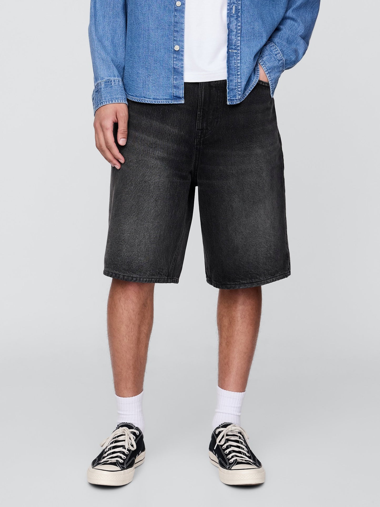 Siyah 10.5 Baggy Denim Şort