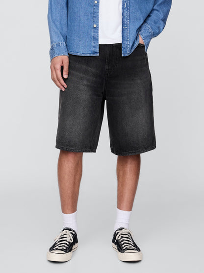Siyah 10.5 Baggy Denim Şort