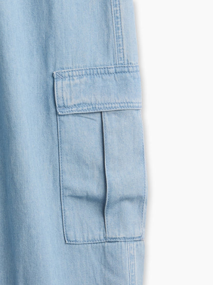 Açık Mavi Relaxed Pull-on Kargo Pantolon