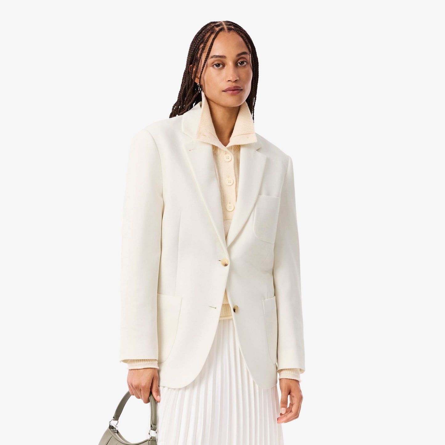 Lacoste Kadın Relaxed Fit Krem Blazer