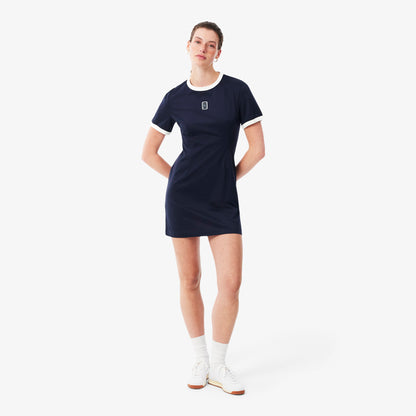 Lacoste Kadın Flare Fit Kısa Kollu Bisiklet Yaka Lacivert Elbise