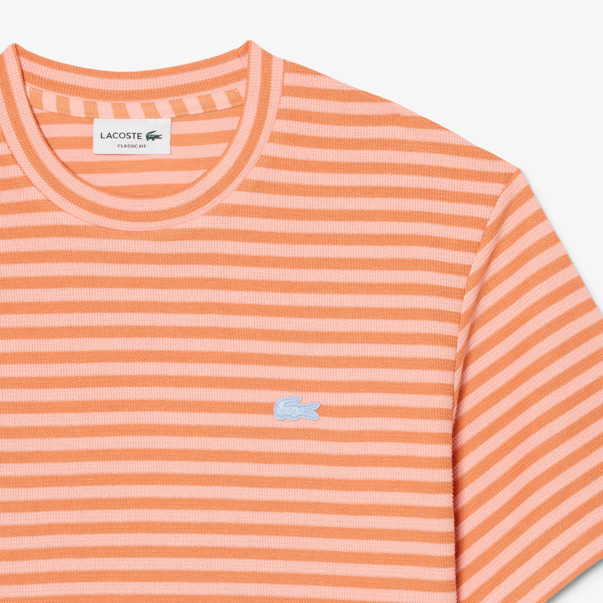 Lacoste Erkek Classic Fit Bisiklet Yaka Çizgili Turuncu T-shirt