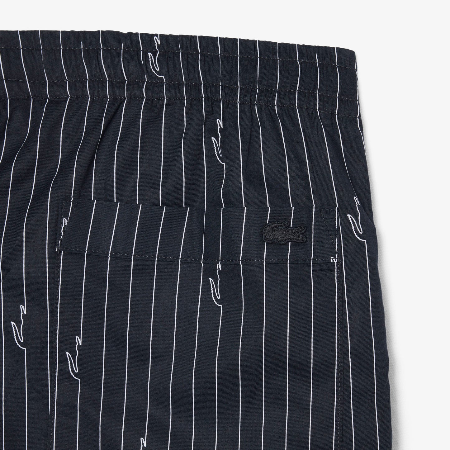 Lacoste Erkek Relaxed Fit Çizgili Siyah Şort