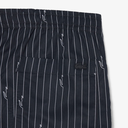 Lacoste Erkek Relaxed Fit Çizgili Siyah Şort