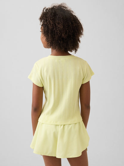 Sarı Variegated Fitilli T-shirt