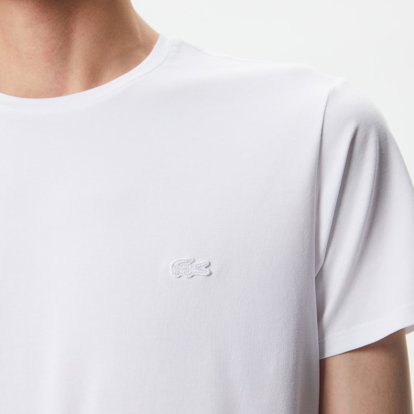 Lacoste Erkek Slim Fit Bisiklet Yaka Beyaz T-shirt