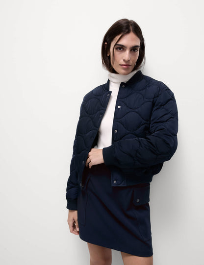 Saten Kapitone Bomber Ceket