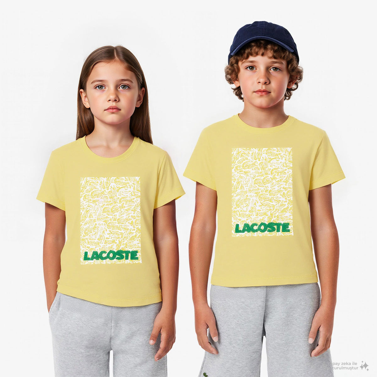 Lacoste Çocuk Bisiklet Yaka Baskılı Sarı T-shirt