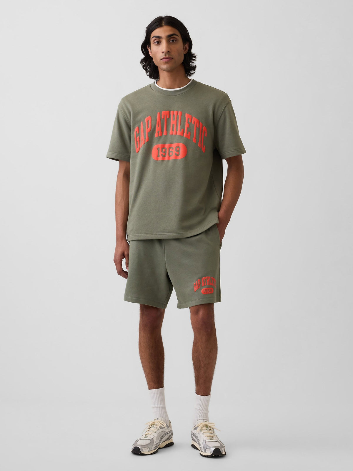 Haki Relaxed Fransız Havlu Kumaş Grafik Baskılı T-shirt