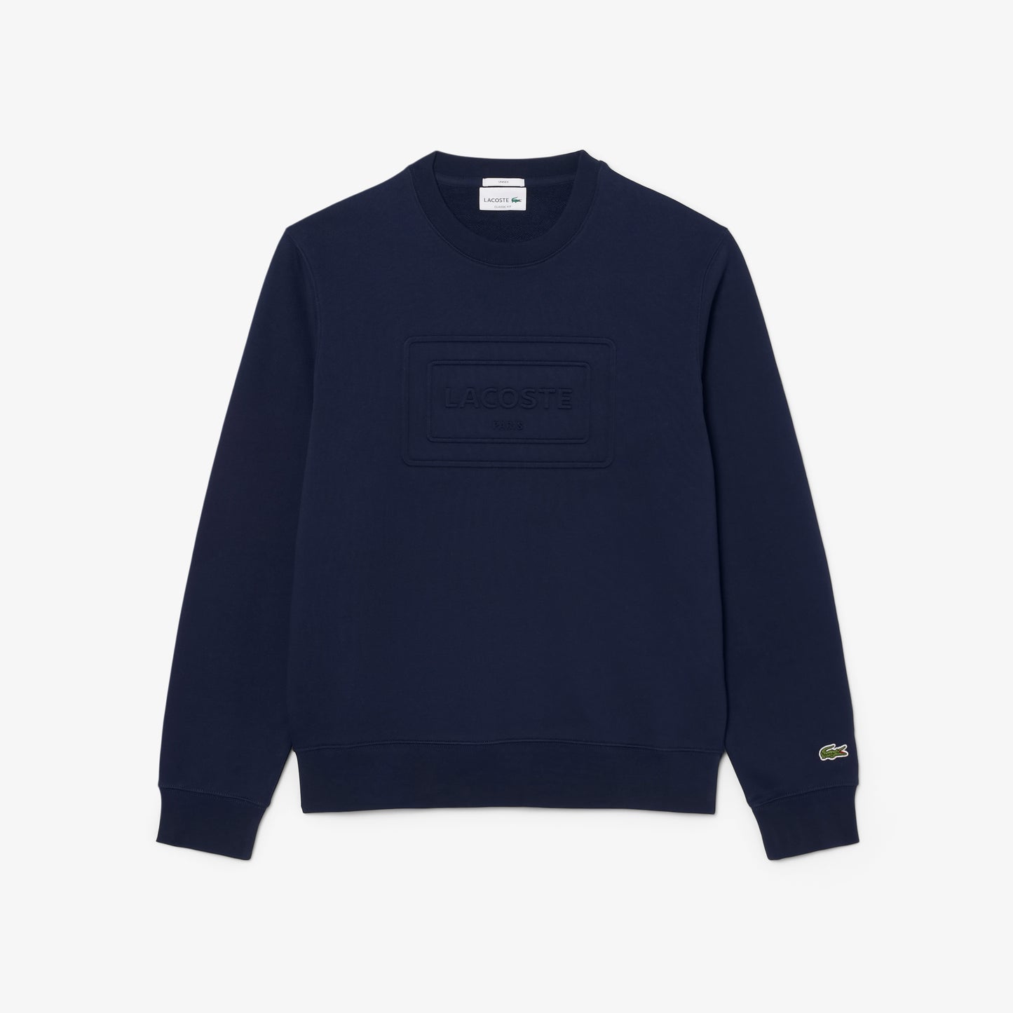 Lacoste Unisex Classic Fit Bisiklet Yaka Baskılı Lacivert Sweatshirt