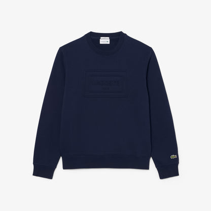 Lacoste Unisex Classic Fit Bisiklet Yaka Baskılı Lacivert Sweatshirt