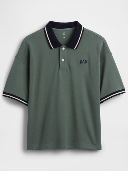 Yeşil Oversized Gap Logo Pique Polo T-shirt