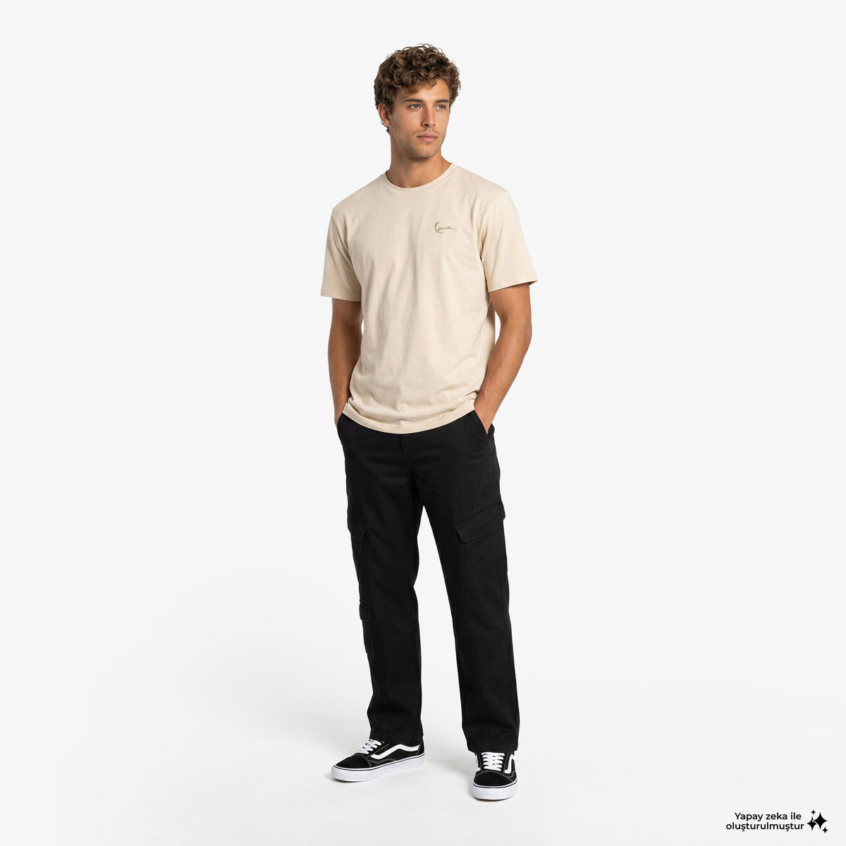 Karl Kani Slogan Boxy Erkek Bej T-shirt