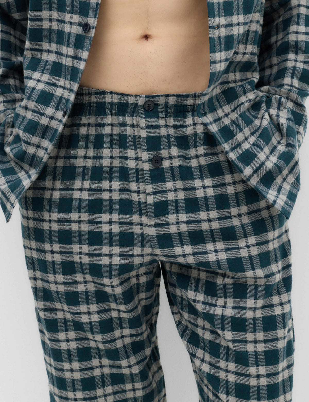 Saf Pamuklu Ekose Desenli Pijama Takımı