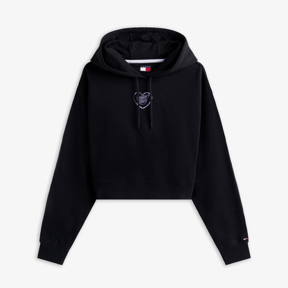 Tommy Jeans Crop Heart Slim Kadın Siyah Sweatshirt