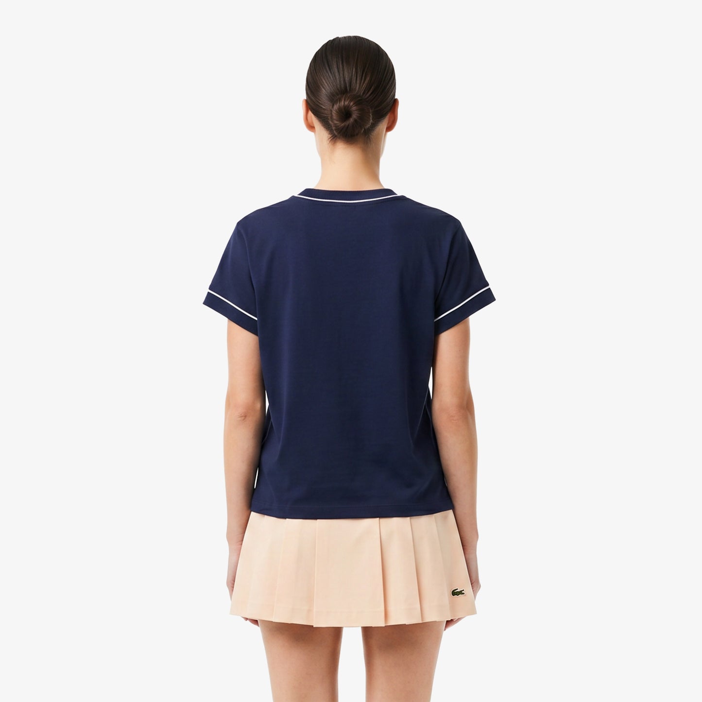 Lacoste Kadın Loose Fit V Yaka Lacivert T-shirt