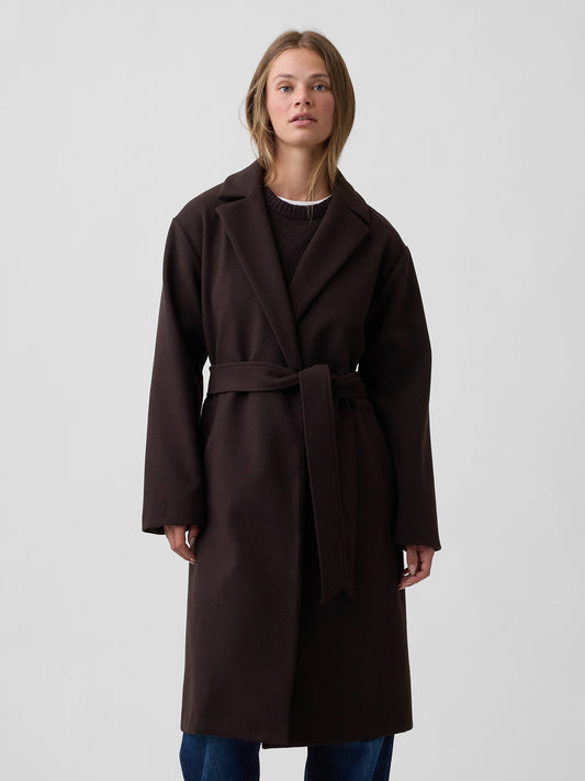 Koyu Kahverengi Relaxed Wrap Palto