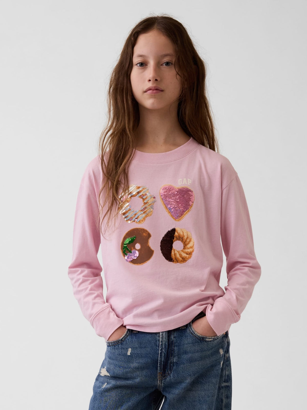 Pembe Oversized Flippy-sequin Grafik T-shirt