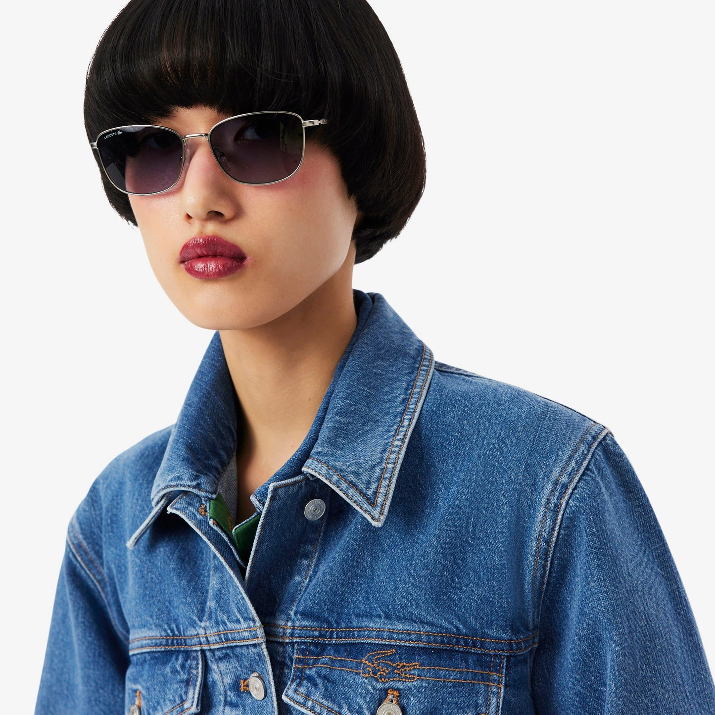 Lacoste Kadın Uzun Kollu Denim Mavi Ceket