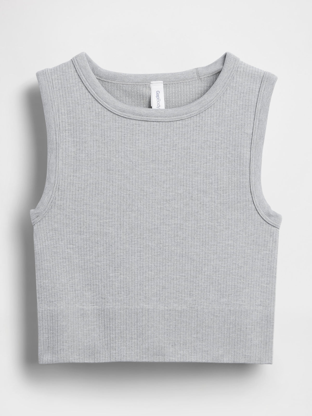 Gri Fitilli Seamless Crop Kolsuz Üst
