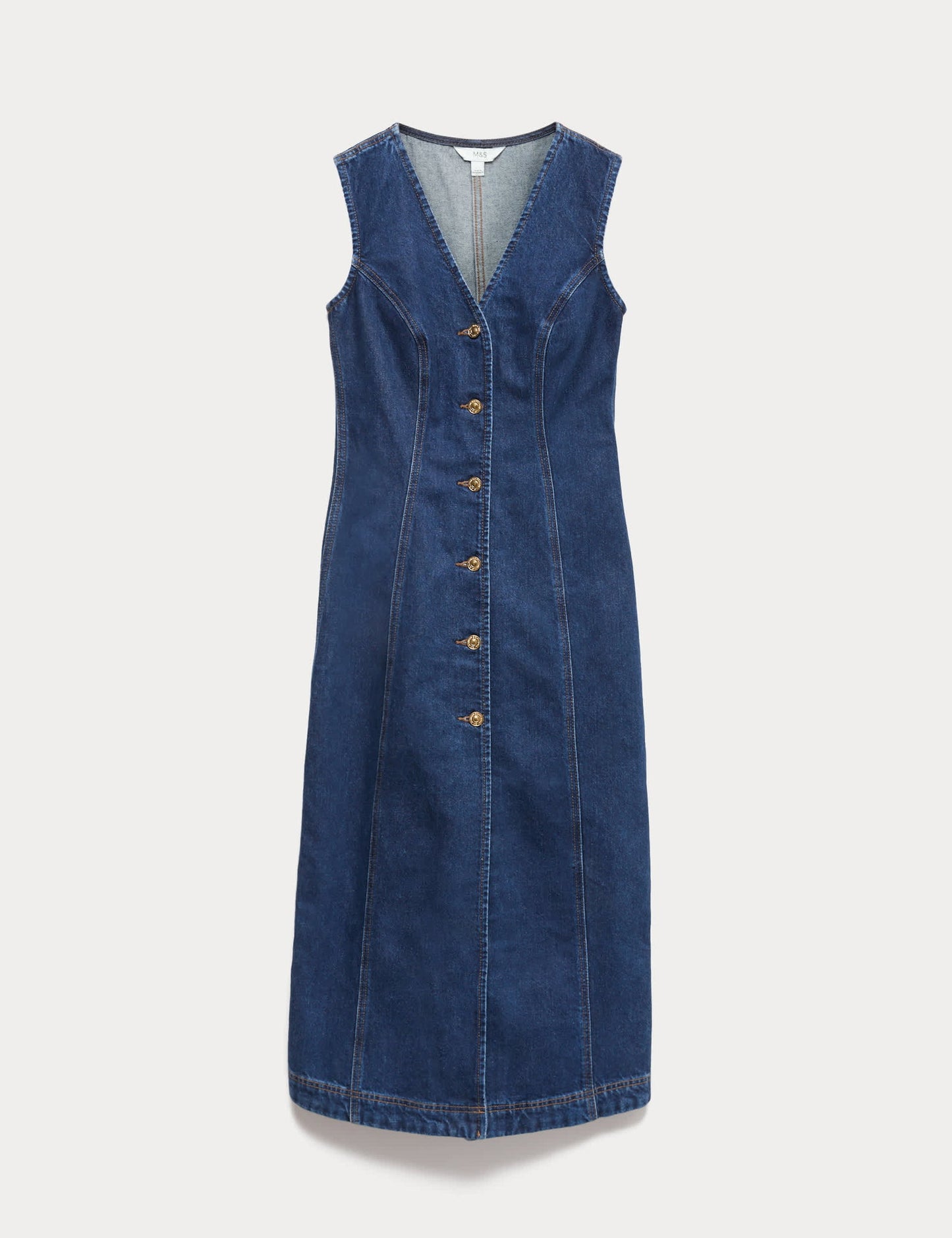 Pamuklu Denim Midi Elbise
