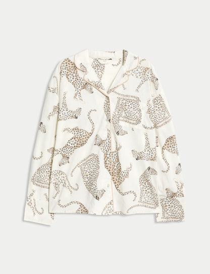 Saf Pamuklu Desenli Pijama Üstü