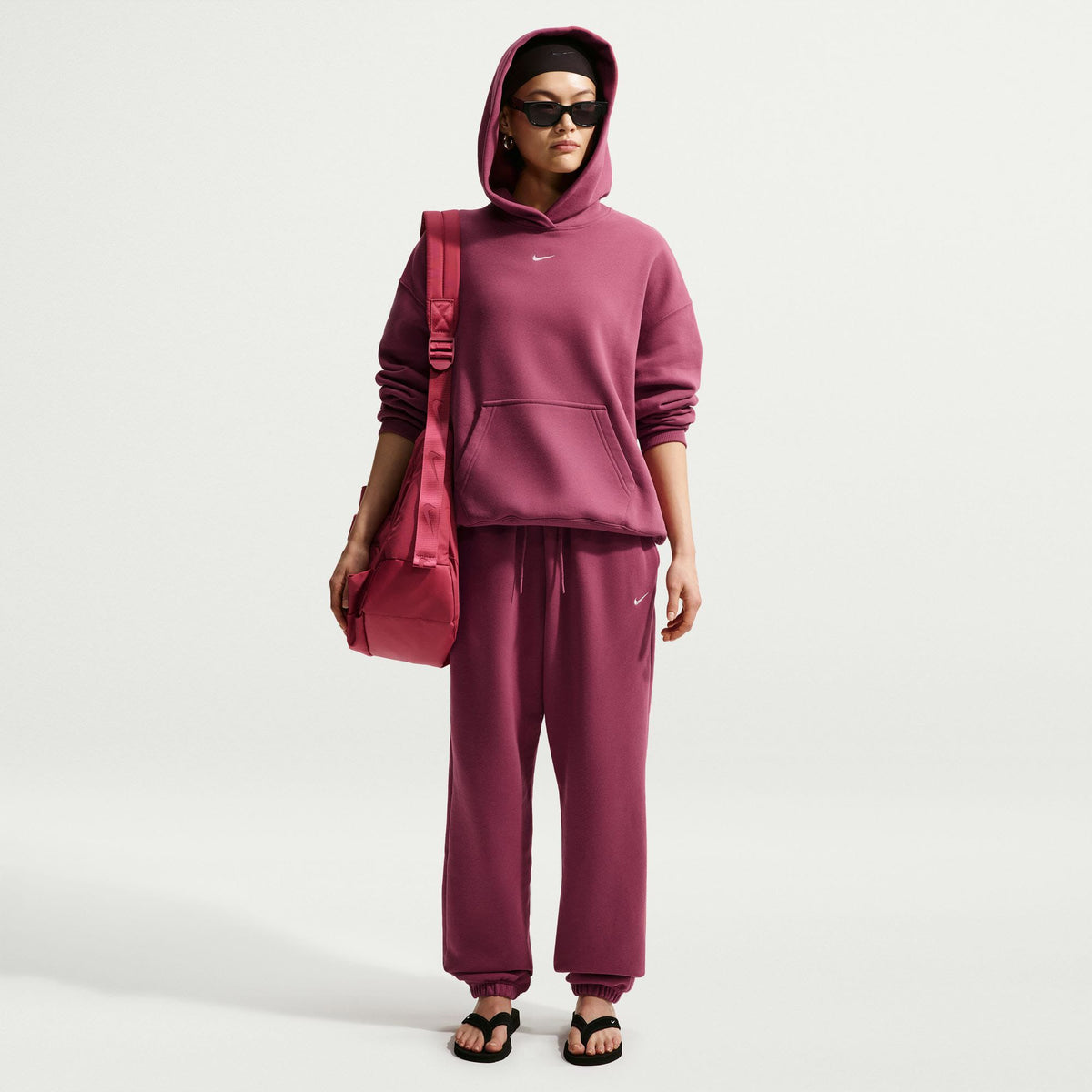 Nike Studio Fleece Medium Weight Kadın Bordo Eşofman Altı