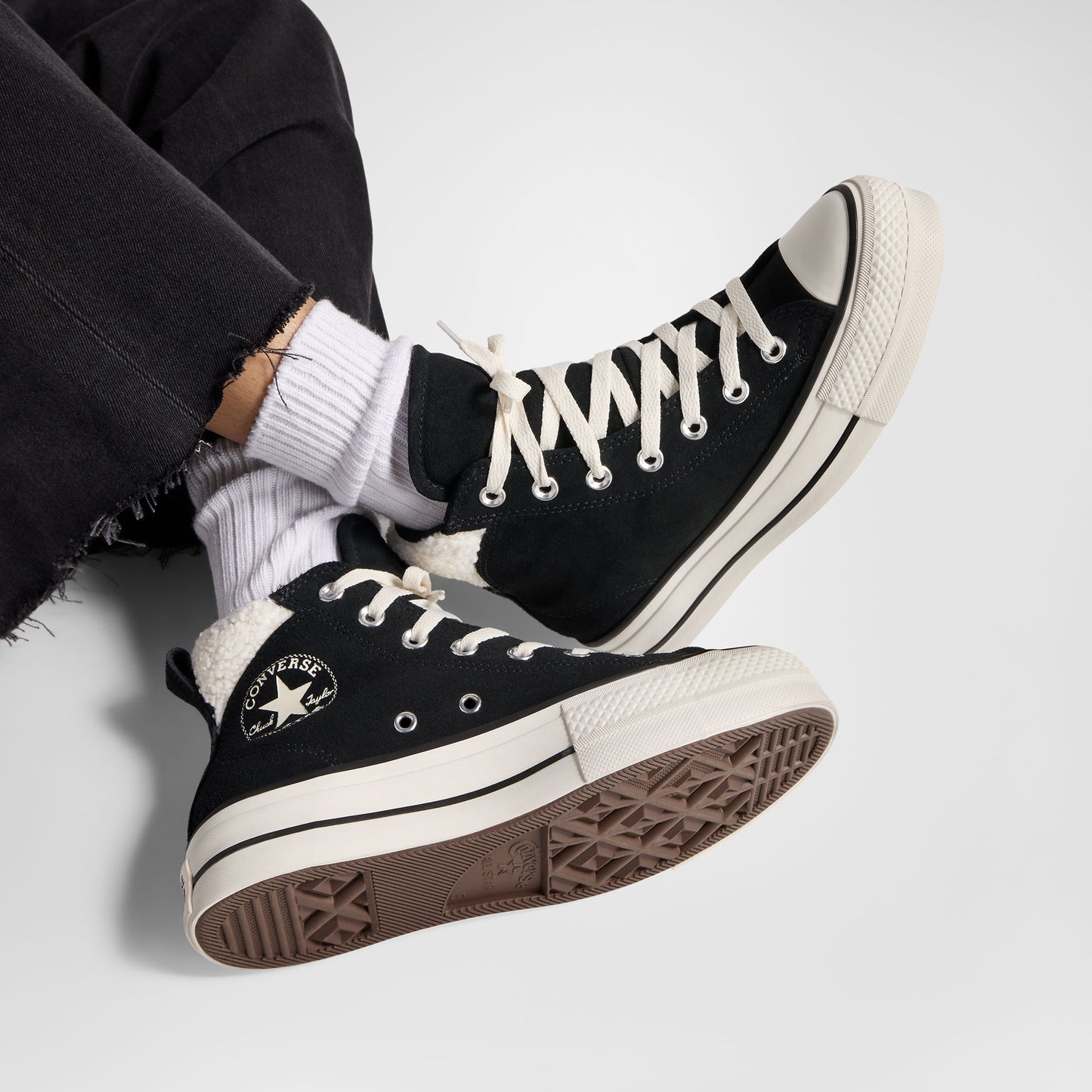 Converse Chuck Taylor All Star Puff Lift Unisex Siyah Deri Platform Sneaker