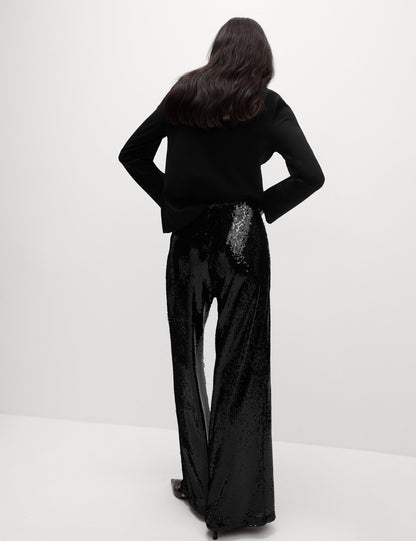 Payetli Wide Leg Pantolon