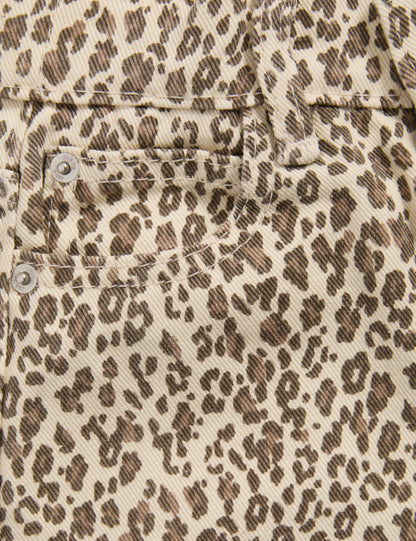 Denim Leopar Desenli Jean (2-10 Yaş)