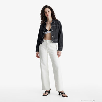 Calvin Klein The Wide Leg Raw Kadın Beyaz Jean