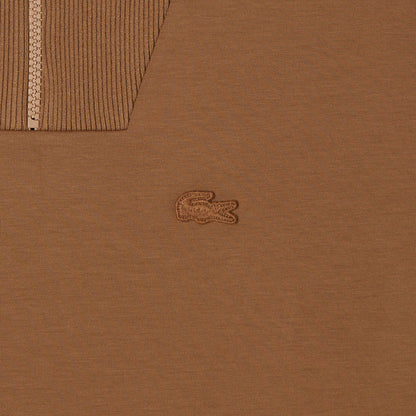 Lacoste Kadın Relaxed Fit Yarım Fermuarlı Kahverengi Sweatshirt