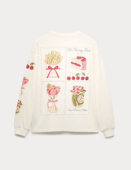 Desenli Pamuklu Sweatshirt