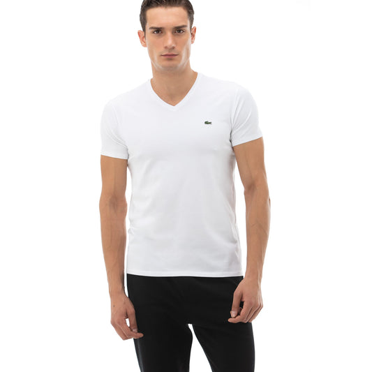 Lacoste Erkek Slim Fit V Yaka Beyaz T-shirt