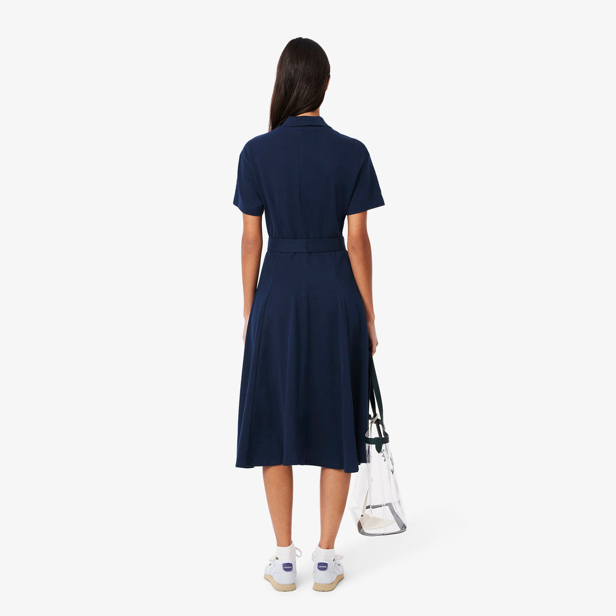 Lacoste Kadın Flare Fit Kısa Kollu Polo Yaka Lacivert Elbise