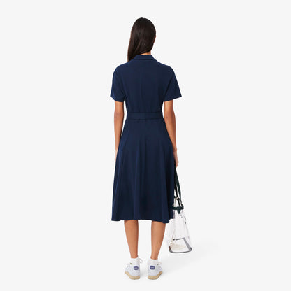 Lacoste Kadın Flare Fit Kısa Kollu Polo Yaka Lacivert Elbise