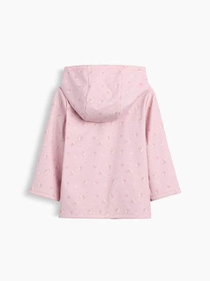Pembe Recycled Çiçek Desenli Yağmurluk