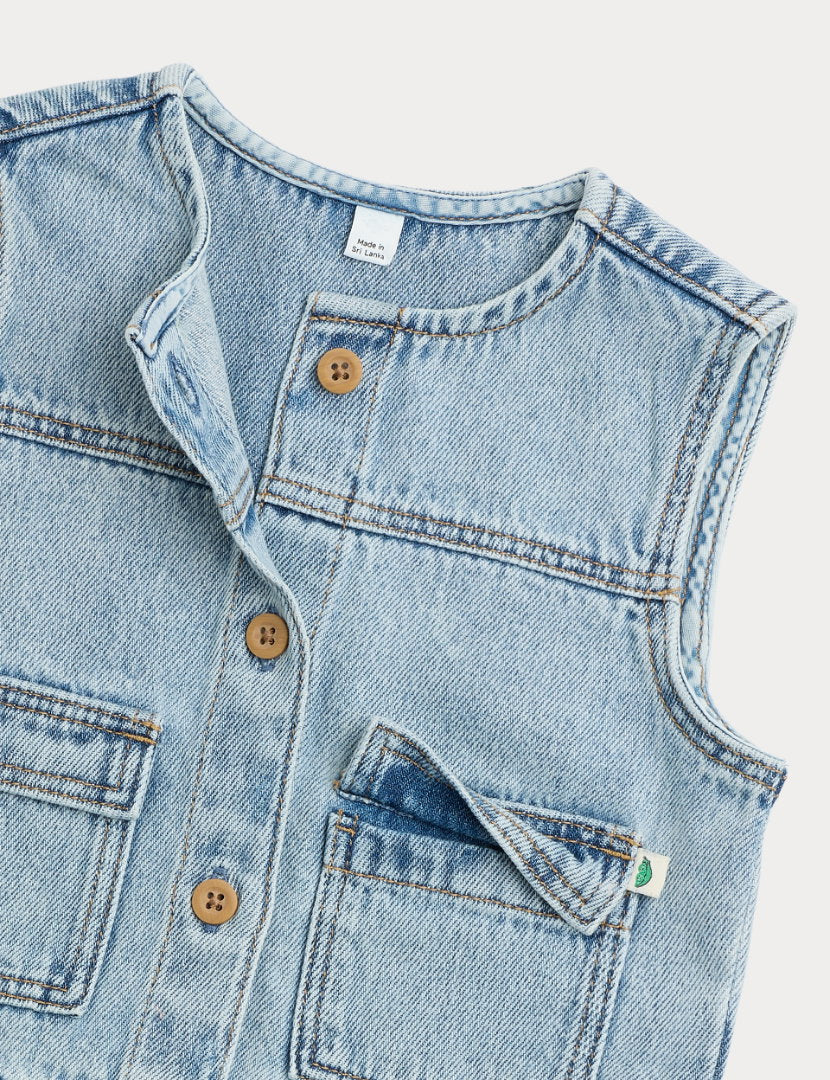 Pamuklu Denim Yelek