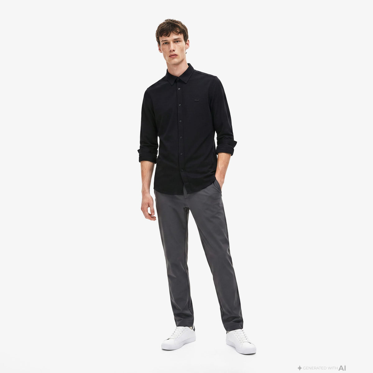 Lacoste Slim Fit Erkek Siyah Gömlek