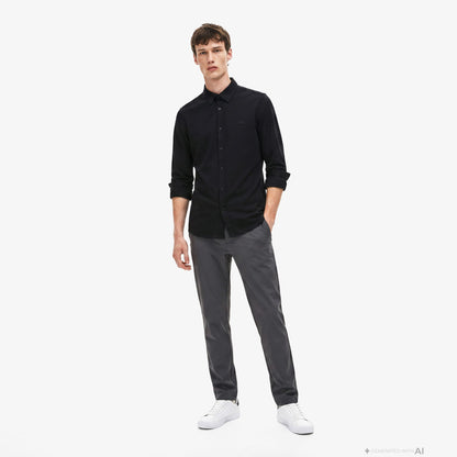 Lacoste Slim Fit Erkek Siyah Gömlek