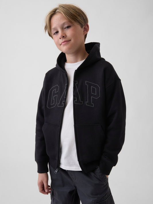 Siyah Relaxed Gap Logo Fermuarlı Sweatshirt