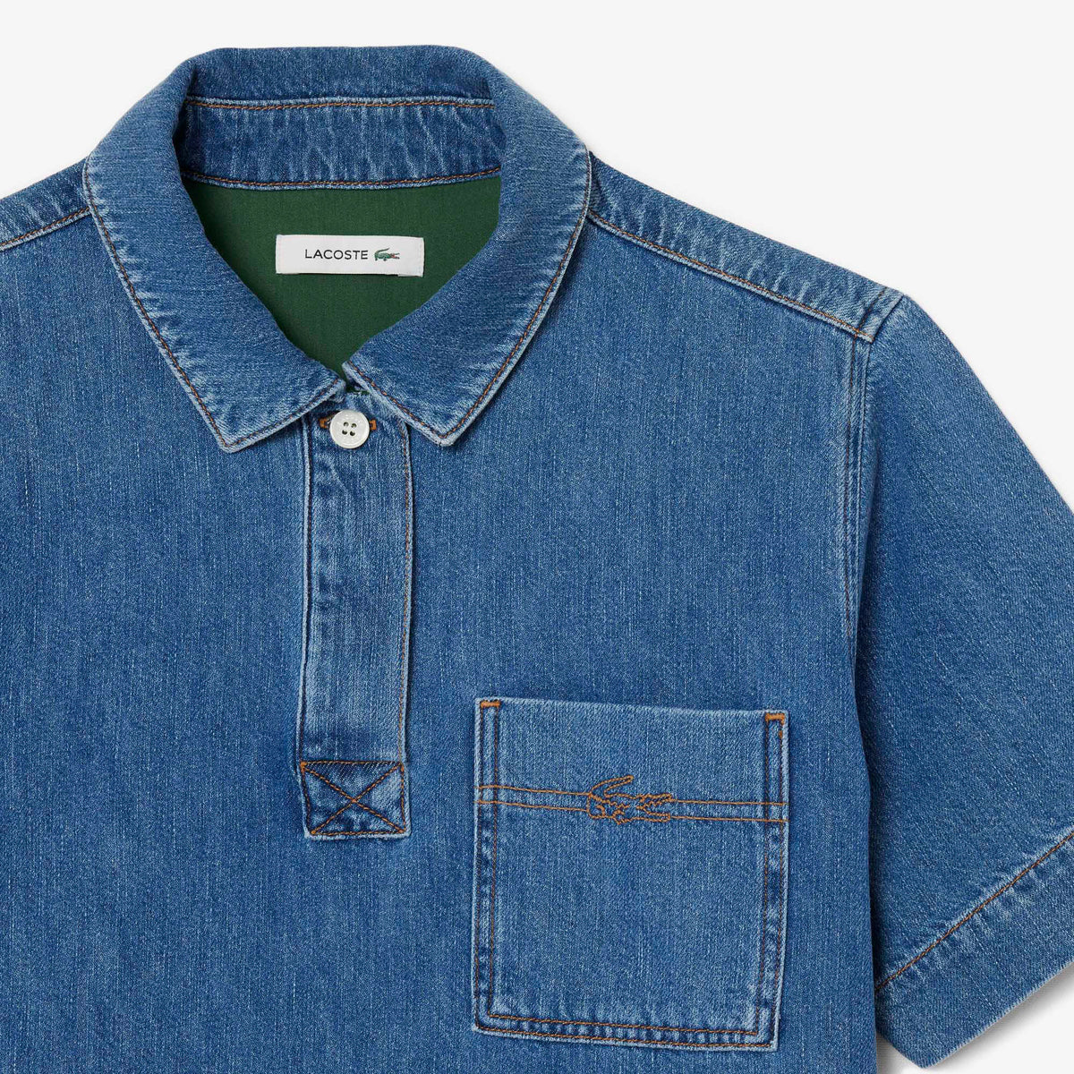 Lacoste Kadın Oversize Fit Kısa Kollu Polo Yaka Denim Mavi Elbise