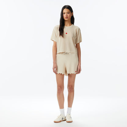 United4 Crop Fit Kadın Krem Triko