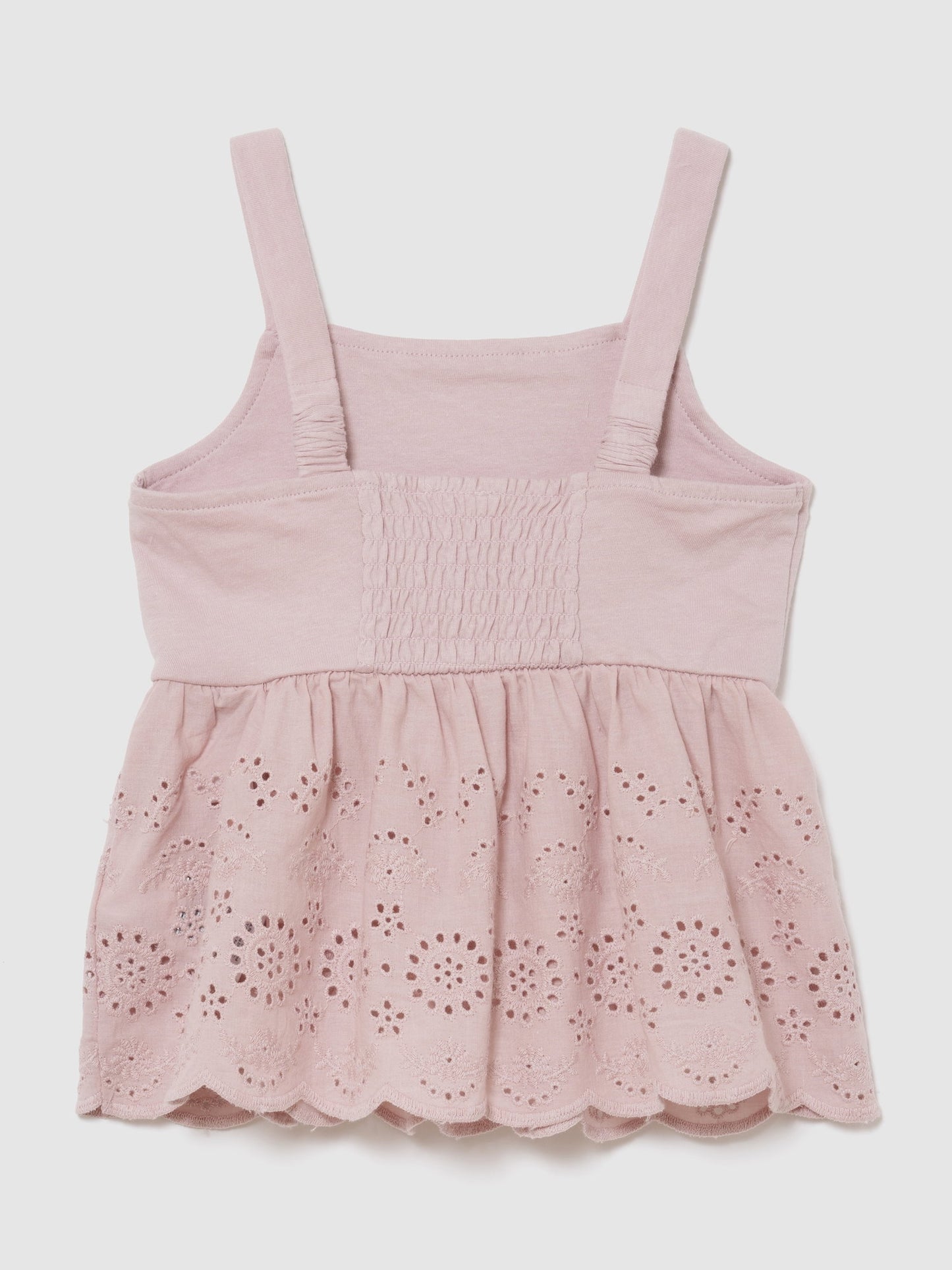Pembe Eyelet Hem Bluz
