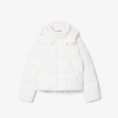Lacoste Kadın Regular Fit Kapüşonlu Beyaz Şişme Mont